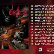 The lyrics WHEN TO KILL IS A WORTHY JOB of DROWNED is also present in the album Butchery age (2003)